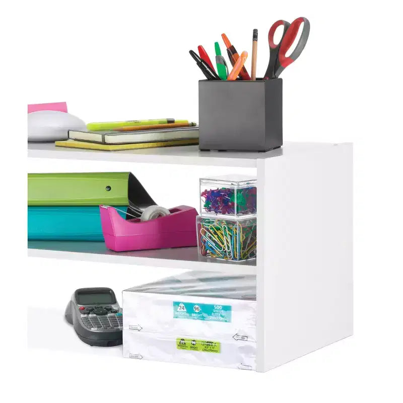 Whitmor Stackable 31" Extra Wide 2 Shelf Storage Organizer White
