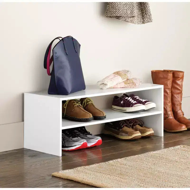 Whitmor Stackable 31" Extra Wide 2 Shelf Storage Organizer White
