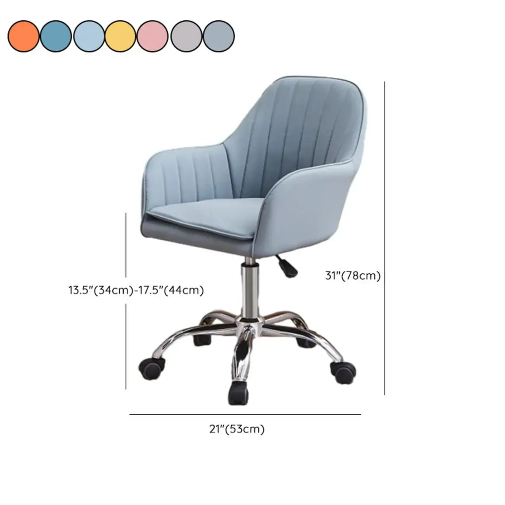 Chaise de bureau pivotante en cuir gris élégant