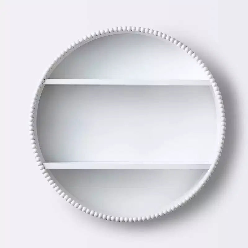 Round Decorative Wall Shelf with Beading - White - Cloud Island™: MDF Frame, Painted Finish, 2 Open Shelves