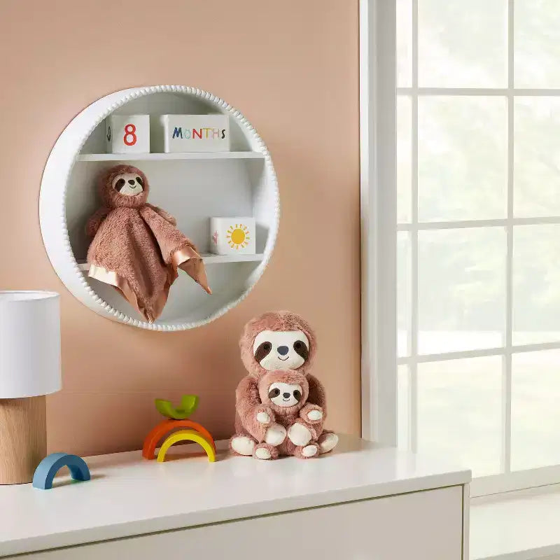 Round Decorative Wall Shelf with Beading - White - Cloud Island™: MDF Frame, Painted Finish, 2 Open Shelves