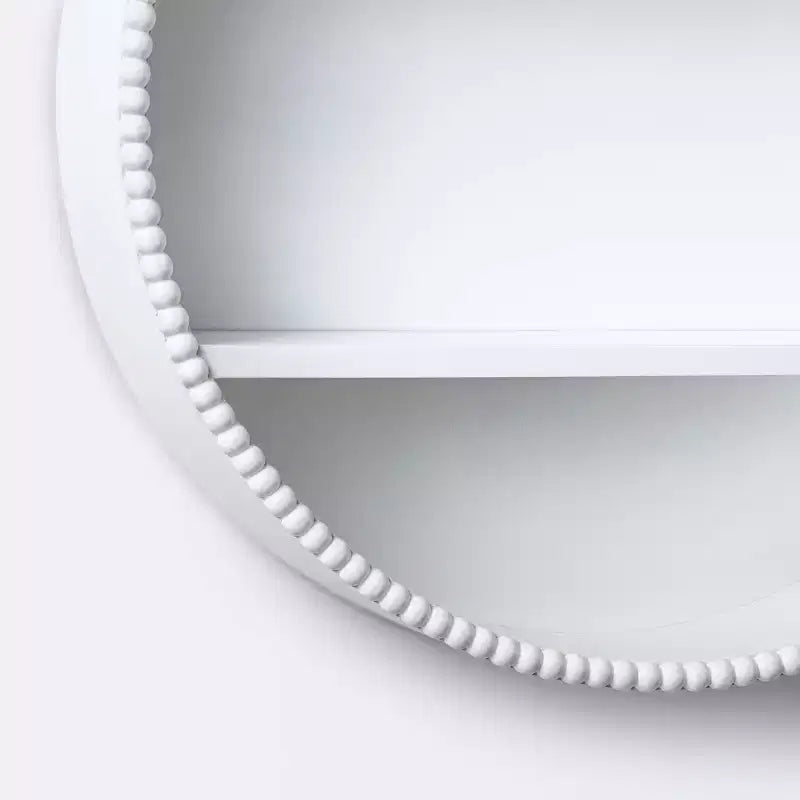 Round Decorative Wall Shelf with Beading - White - Cloud Island™: MDF Frame, Painted Finish, 2 Open Shelves