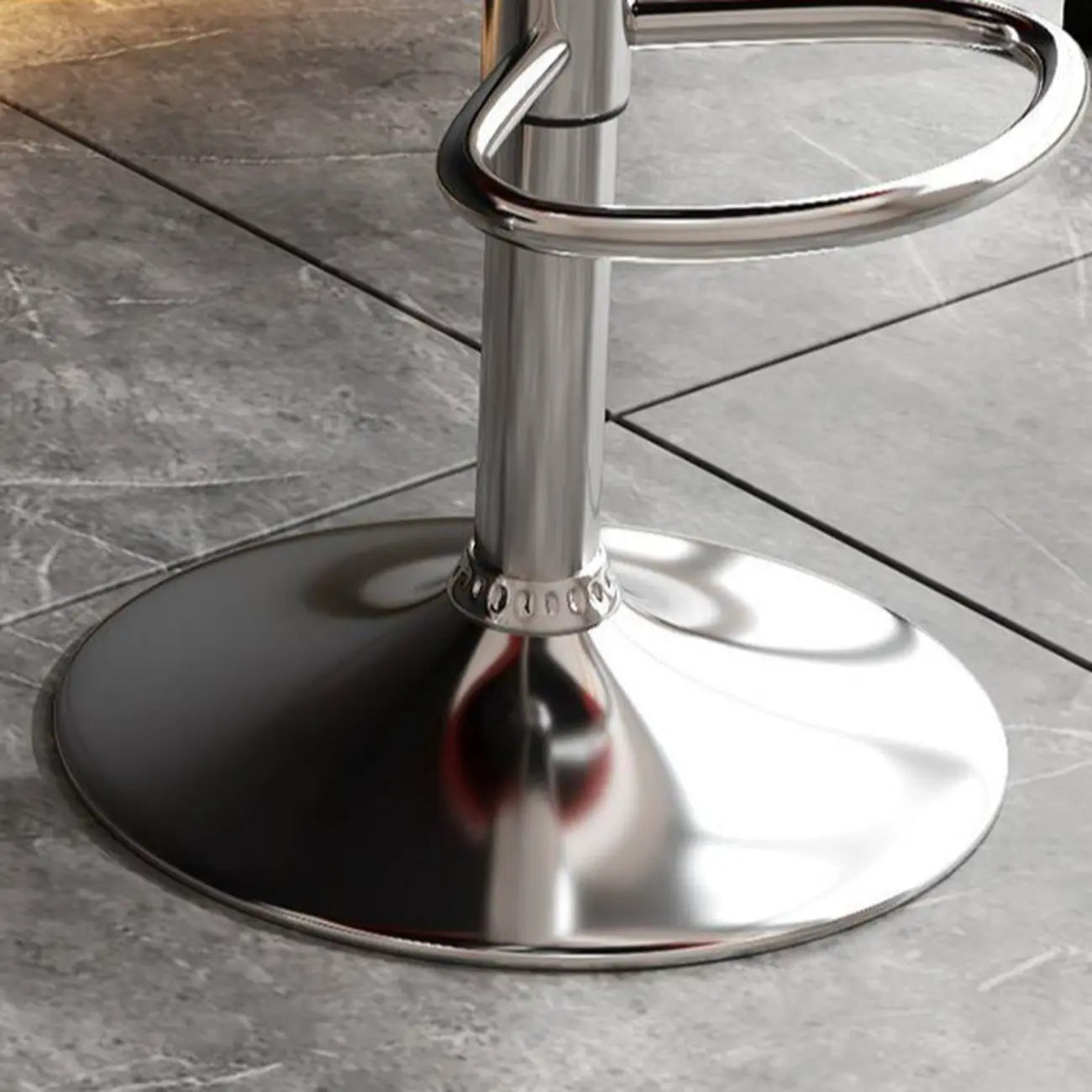 Tabouret de bar pivotant, capitonné en losanges, réglable, cuir PU noir et rouge