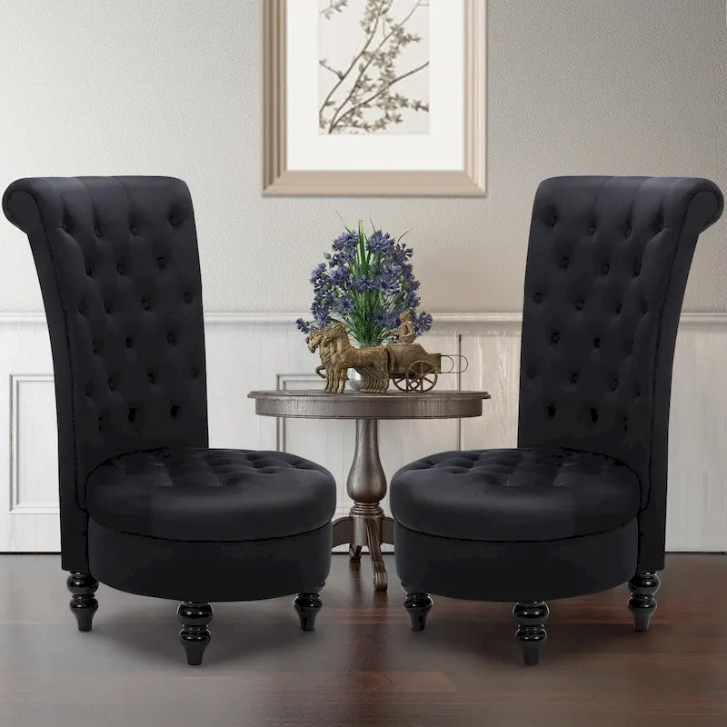 AVAWING Lot de 2 chaises de trône royales rembourrées et pieds en bois d'hévéa