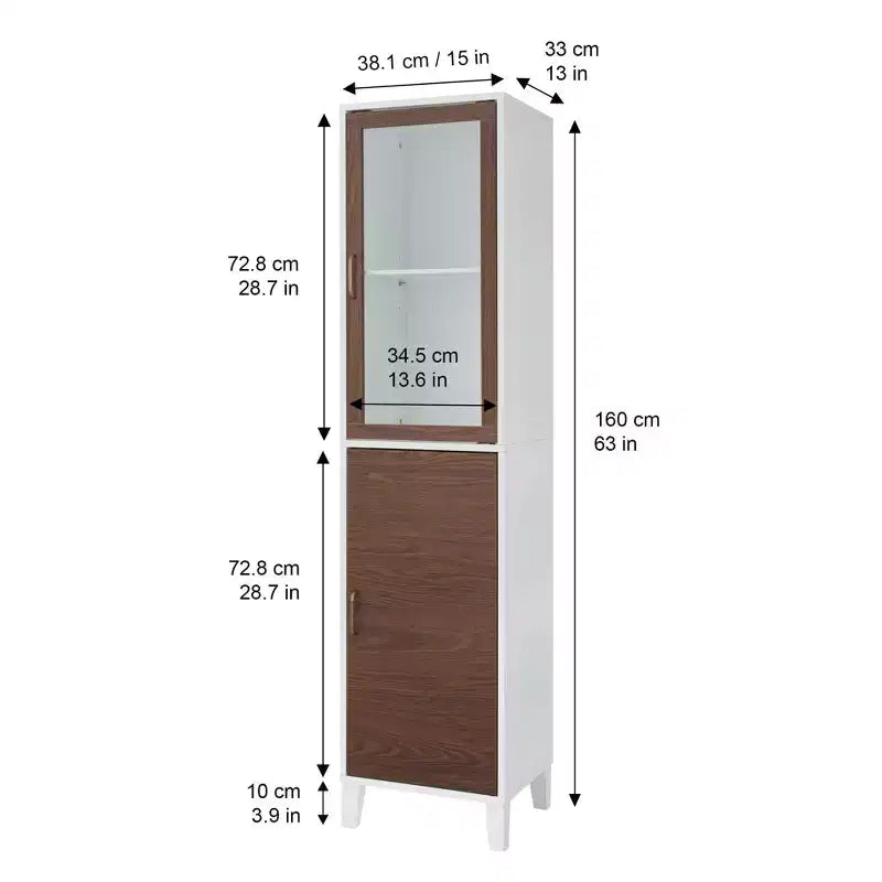 Teamson Home Tyler Two Tone Modern Wooden Linen Tower Cabinet Walnut/White - Elegant Home Fashions
