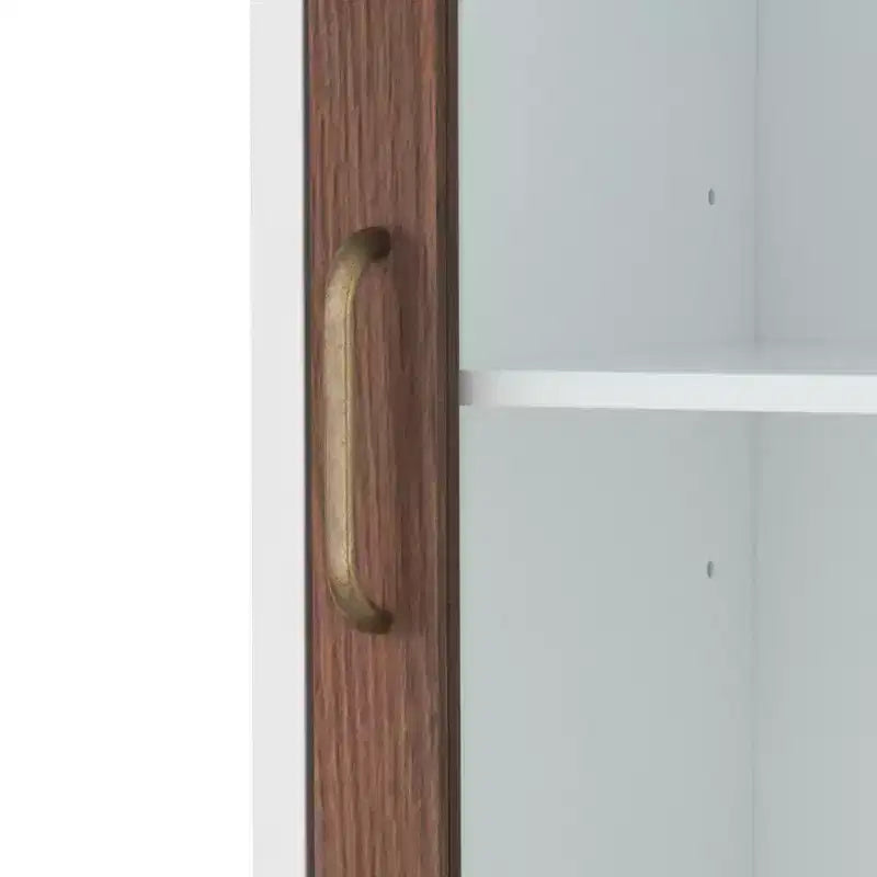 Teamson Home Tyler Two Tone Modern Wooden Linen Tower Cabinet Walnut/White - Elegant Home Fashions