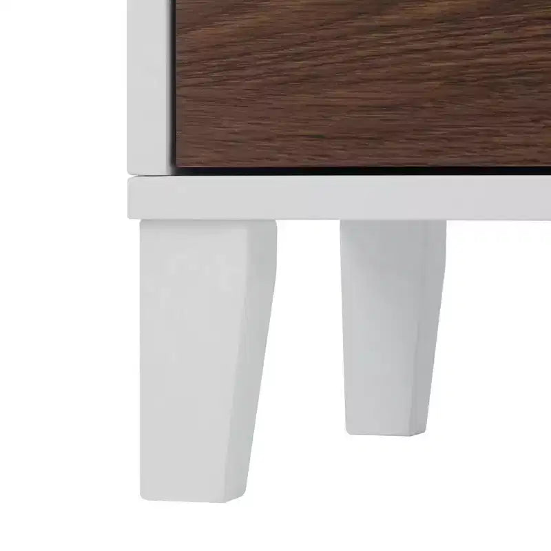Teamson Home Tyler Two Tone Modern Wooden Linen Tower Cabinet Walnut/White - Elegant Home Fashions