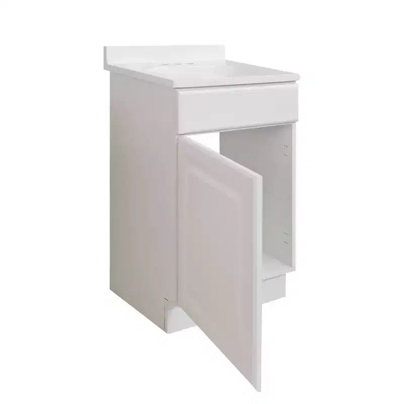 17"x19" Wyndham One Door Vanity with 4" Cultured Marble Centerset White - Design House: Plywood Construction, No Shelves