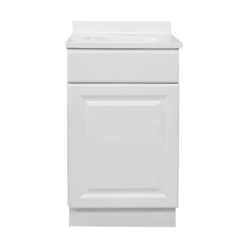 17"x19" Wyndham One Door Vanity with 4" Cultured Marble Centerset White - Design House: Plywood Construction, No Shelves