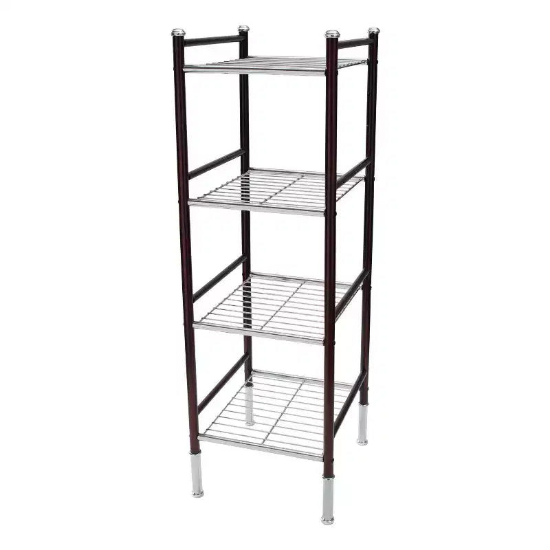 4 Tier Duplex Line Storage Tower Black - Organize It All: Metal Frame, Universal Shelving Unit, Easy to Assemble