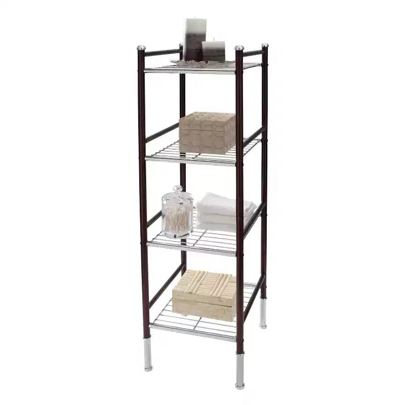 4 Tier Duplex Line Storage Tower Black - Organize It All: Metal Frame, Universal Shelving Unit, Easy to Assemble