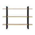 Danya B. 35.5" x 31.5" Rio 3 Tier Floating Bracket Wall Shelf Chestnut: Mid-Century Modern MDF & Iron Storage