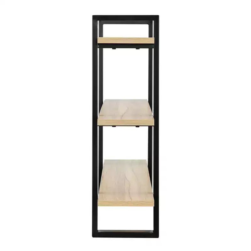 Danya B. 35.5" x 31.5" Rio 3 Tier Floating Bracket Wall Shelf Chestnut: Mid-Century Modern MDF & Iron Storage