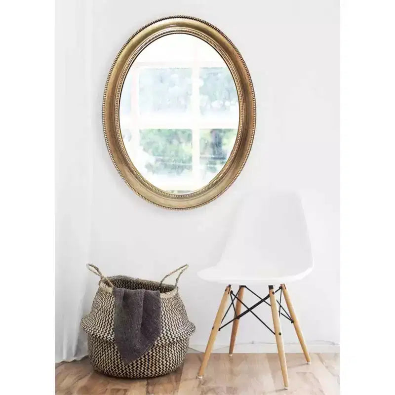 Infinity Instruments 30" Sonore Oval Wall Mirror Antique Gold : Beaded Resin Frame, No Assembly Required