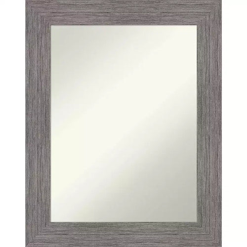 24" x 30" Non-Beveled Pinstripe Plank Gray Bathroom Wall Mirror - Amanti Art: Modern Rectangle, Wall Mount