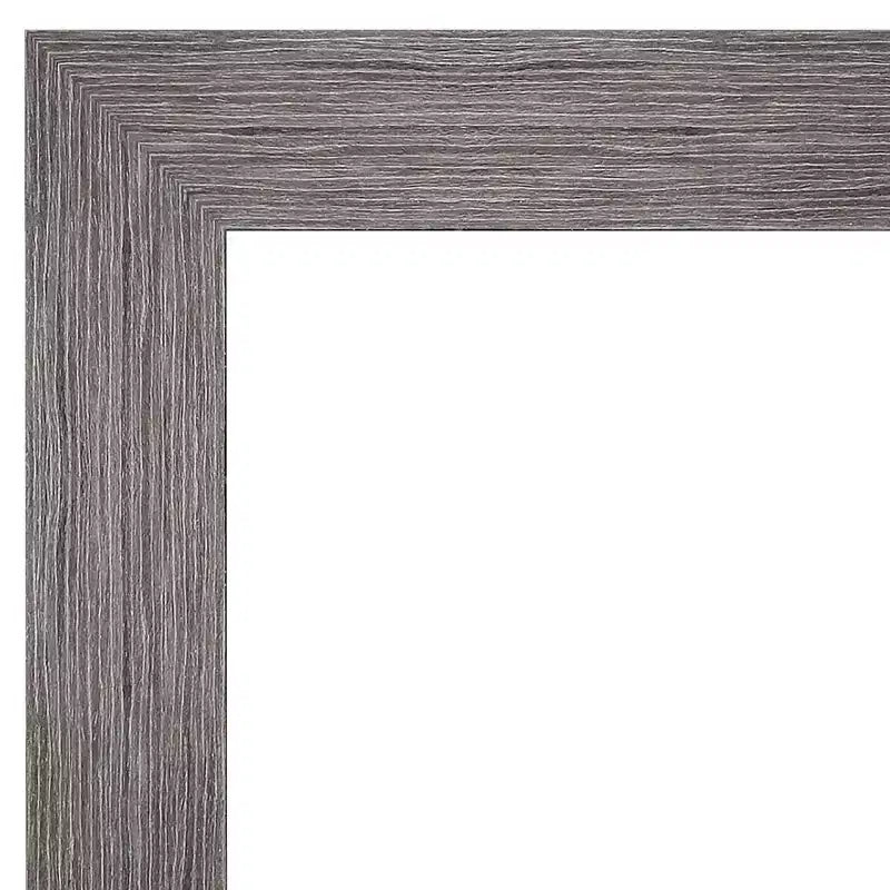 24" x 30" Non-Beveled Pinstripe Plank Gray Bathroom Wall Mirror - Amanti Art: Modern Rectangle, Wall Mount