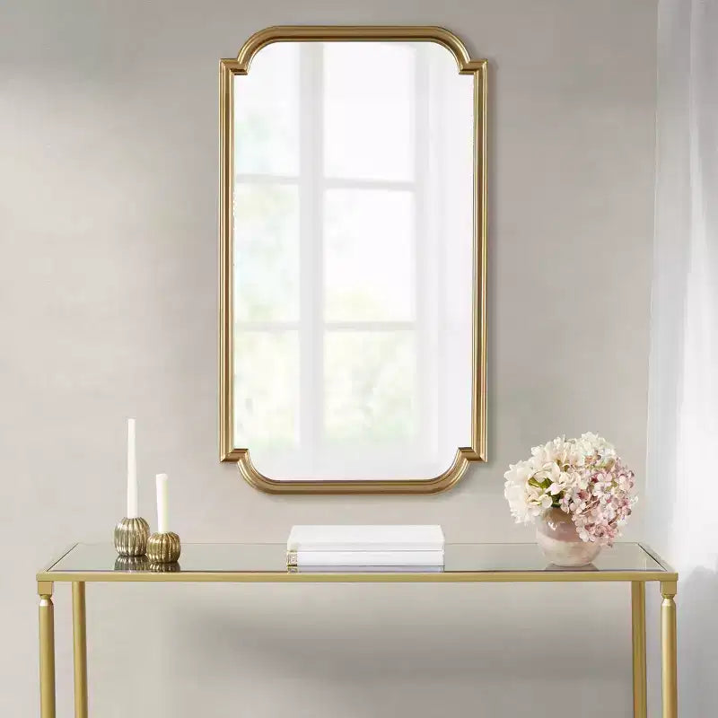 Adelaide Gold Scalloped Wood Wall Mirror Gold - Madison Park: Luxury Glam Style, MDF Frame, No Assembly Required