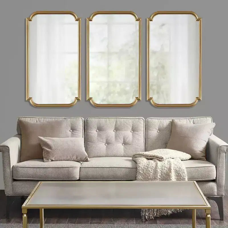 Adelaide Gold Scalloped Wood Wall Mirror Gold - Madison Park: Luxury Glam Style, MDF Frame, No Assembly Required