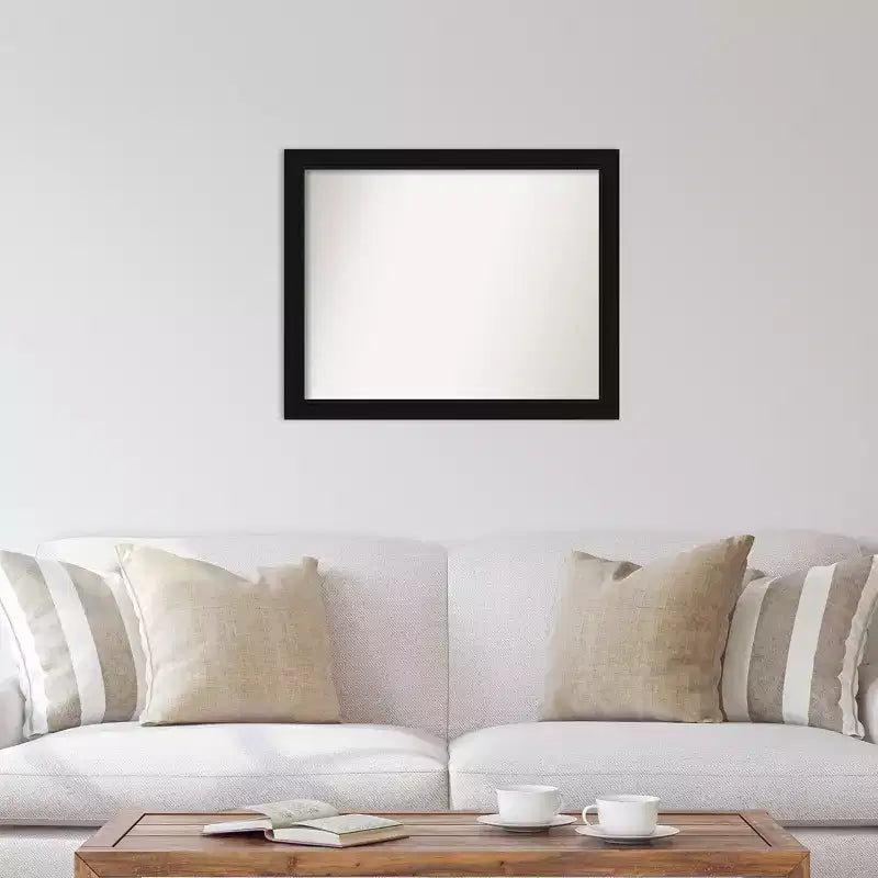 31" x 25" Non-Beveled Avon Black Wall Mirror - Amanti Art: Modern Style, Polystyrene Frame, Includes Mount Hardware