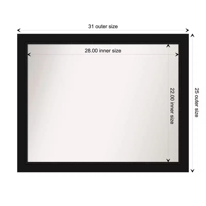 31" x 25" Non-Beveled Avon Black Wall Mirror - Amanti Art: Modern Style, Polystyrene Frame, Includes Mount Hardware