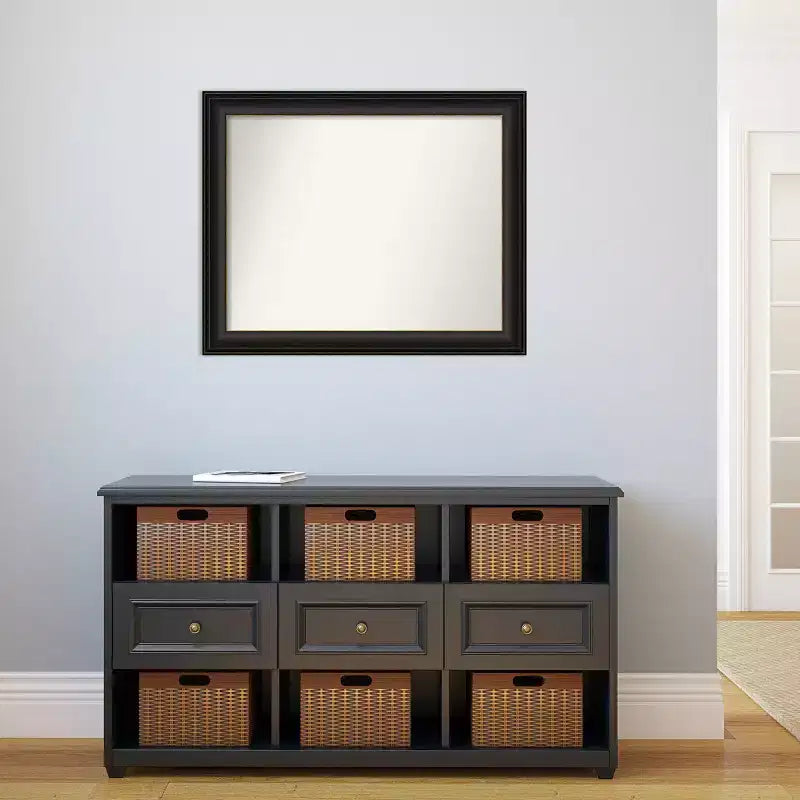 33" x 27" Non-Beveled Trio Oil Rubbed Bronze Wall Mirror - Amanti Art: Modern Rectangle, Includes Mount Hardware