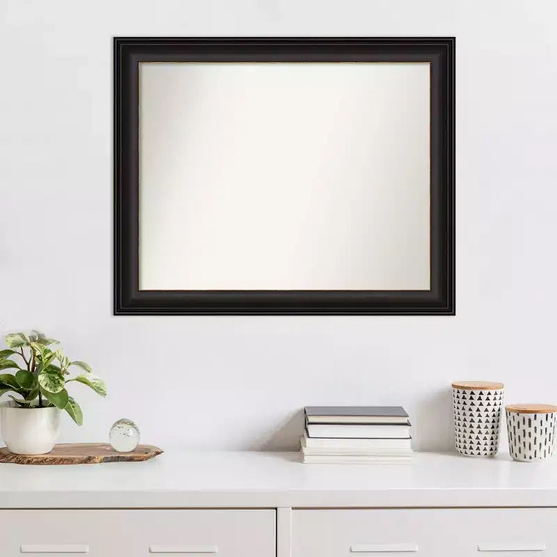 33" x 27" Non-Beveled Trio Oil Rubbed Bronze Wall Mirror - Amanti Art: Modern Rectangle, Includes Mount Hardware