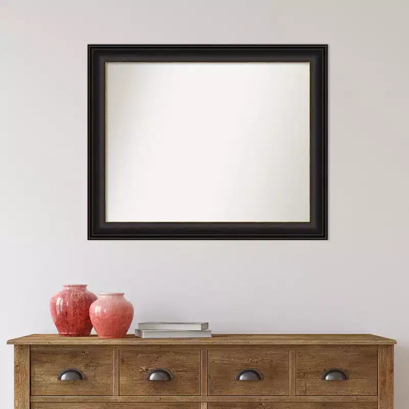 33" x 27" Non-Beveled Trio Oil Rubbed Bronze Wall Mirror - Amanti Art: Modern Rectangle, Includes Mount Hardware