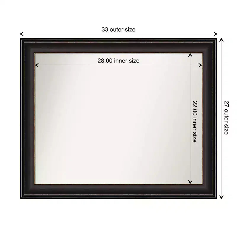 33" x 27" Non-Beveled Trio Oil Rubbed Bronze Wall Mirror - Amanti Art: Modern Rectangle, Includes Mount Hardware