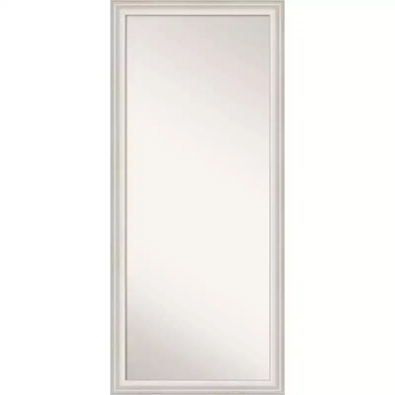 29" x 65" Non-Beveled Trio White Wash Silver Full Length Floor Leaner Mirror - Amanti Art