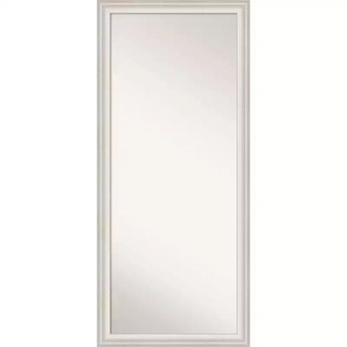 29" x 65" Non-Beveled Trio White Wash Silver Full Length Floor Leaner Mirror - Amanti Art