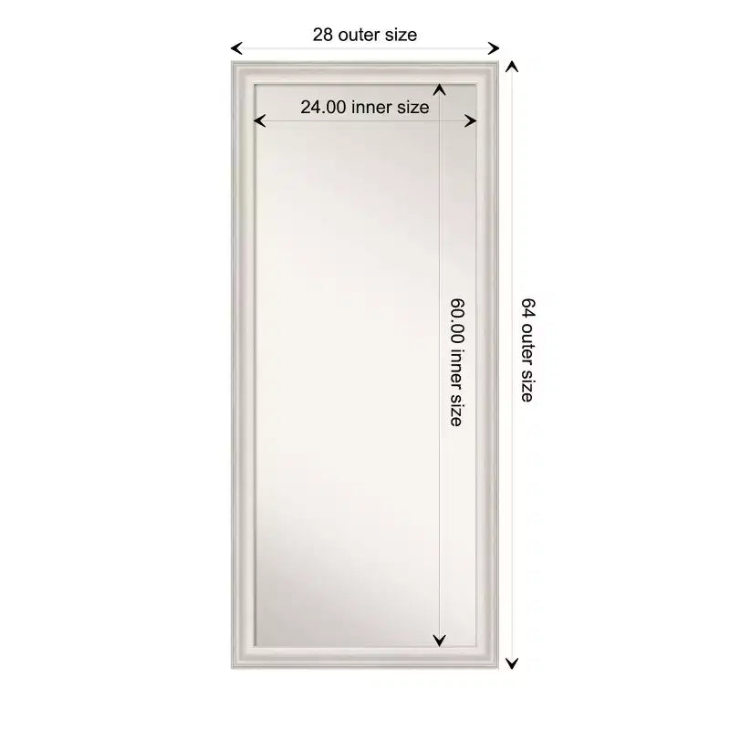 29" x 65" Non-Beveled Trio White Wash Silver Full Length Floor Leaner Mirror - Amanti Art
