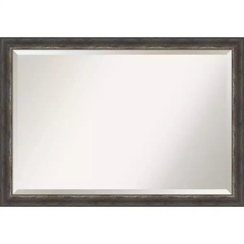 40"x28" Bark Rustic Char Narrow Framed Wall Mirror Brown - Amanti Art: Beveled, No Assembly Required