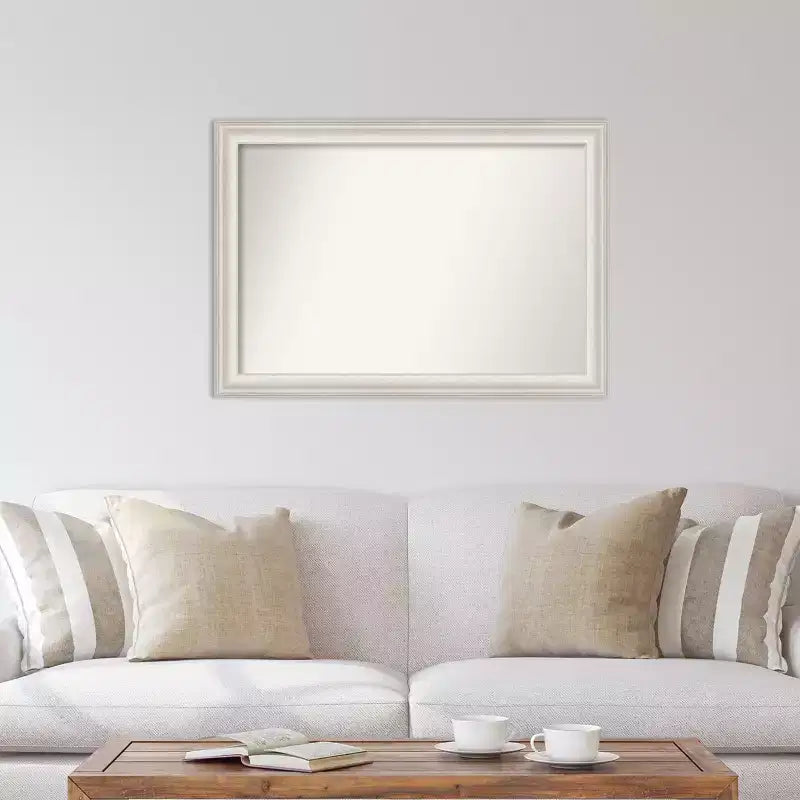 41" x 29" Non-Beveled Trio White Wash Silver Wall Mirror - Amanti Art