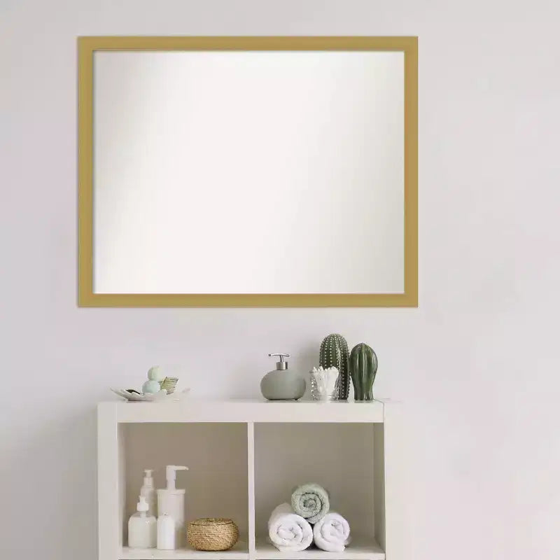 Miroir mural étroit Grace non biseauté, 30" x 24", Or brossé - Amanti Art : Rectangulaire, Mural, Style moderne
