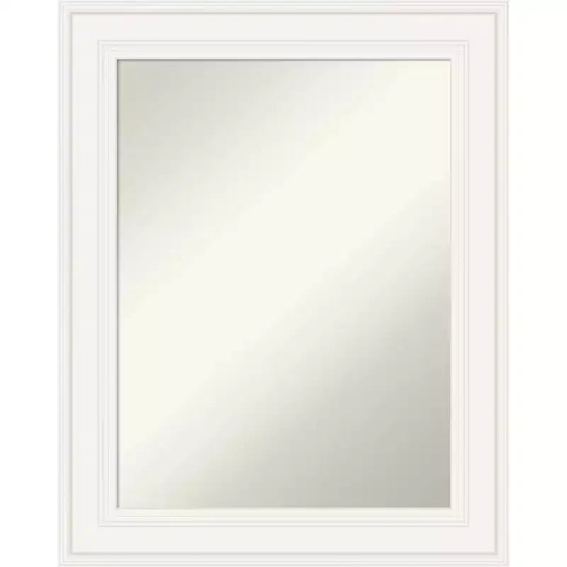 24" x 30" Non-Beveled Ridge White Wall Mirror - Amanti Art: Modern Rectangle, Polystyrene Frame, Includes Mounting Hardware