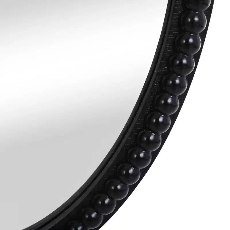 Wood Oval Mirror with Beaded Trim Black - StyleCraft
