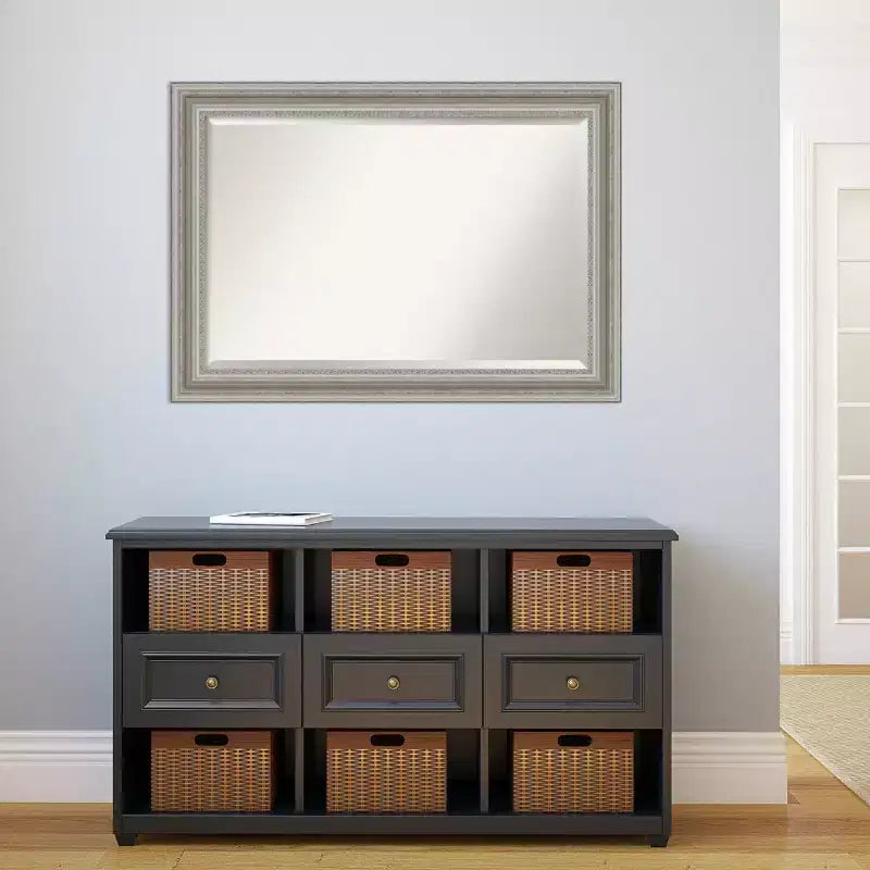 42" x 30" Parlor Framed Wall Mirror Silver - Amanti Art