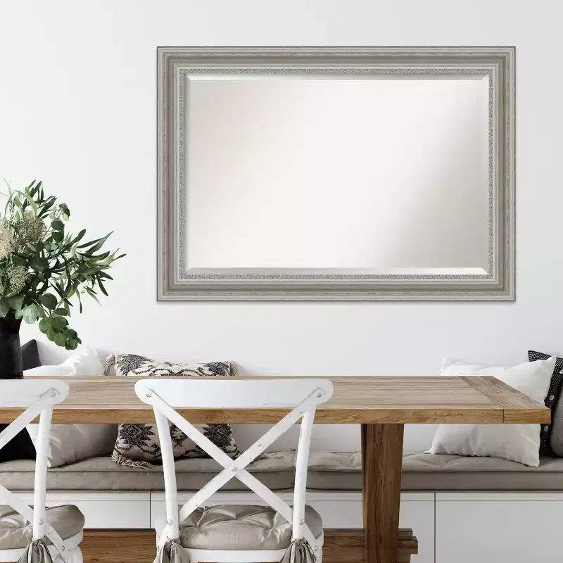 42" x 30" Parlor Framed Wall Mirror Silver - Amanti Art