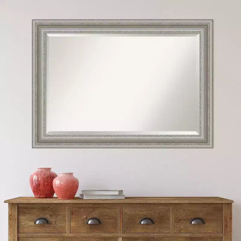 42" x 30" Parlor Framed Wall Mirror Silver - Amanti Art