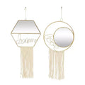 Olivia & May Metal Handmade Dream Love Room Wall Mirror with Fringe Tassels Set of 2 Gold