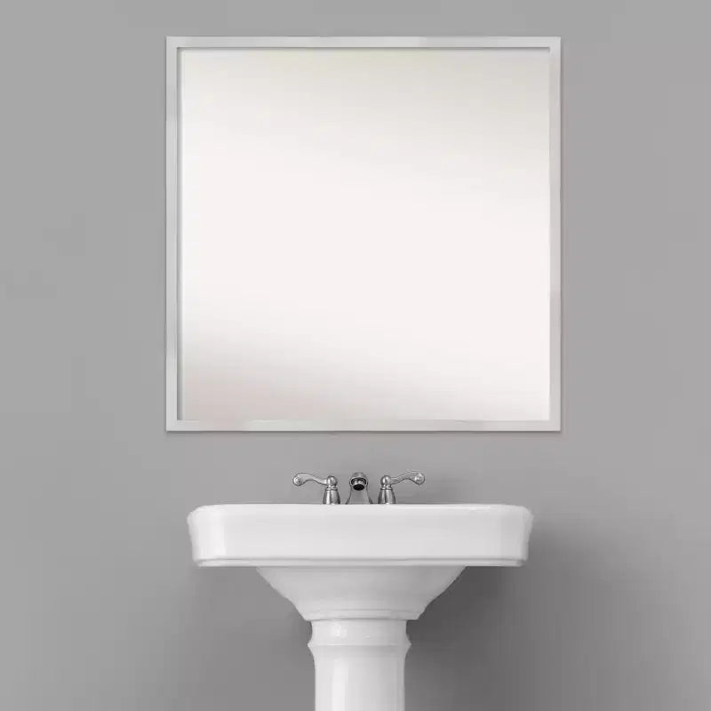 28" x 28" Svelte Silver Wood Wall Mirror by Amanti Art: Modern Square, Includes Mounting Hardware