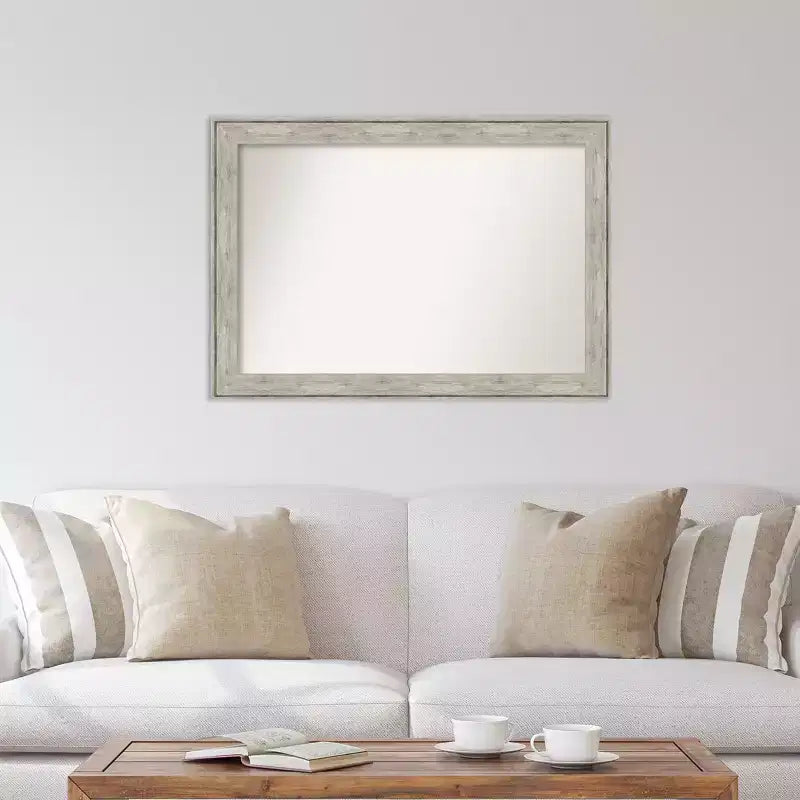 41" x 29" Non-Beveled Crackled Metallic Wall Mirror - Amanti Art: Modern Rectangle, Includes Mounting Hardware