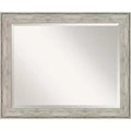 33"x27" Crackled Metallic Framed Wall Mirror Silver - Amanti Art: Modern Beveled, No Assembly Required