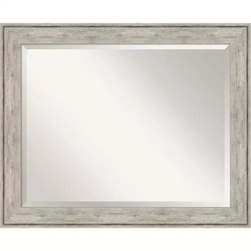 33"x27" Crackled Metallic Framed Wall Mirror Silver - Amanti Art: Modern Beveled, No Assembly Required