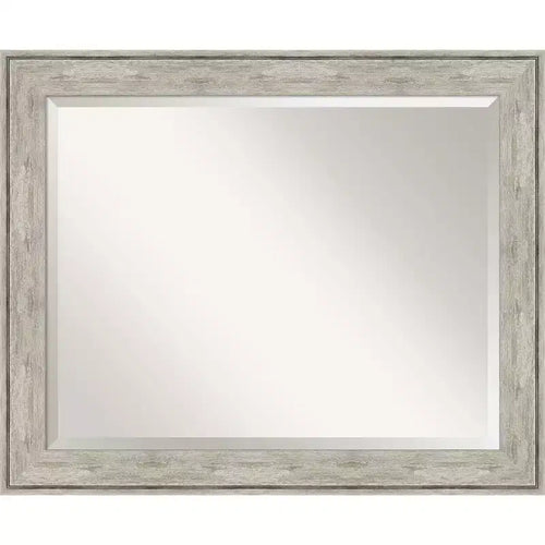 33"x27" Crackled Metallic Framed Wall Mirror Silver - Amanti Art: Modern Beveled, No Assembly Required