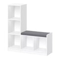 RiverRidge Kids' Bench with 5 Toy Cubby Storage Shelves and Cushioned Seat for Reading Nook and Playroom Storage Organization White