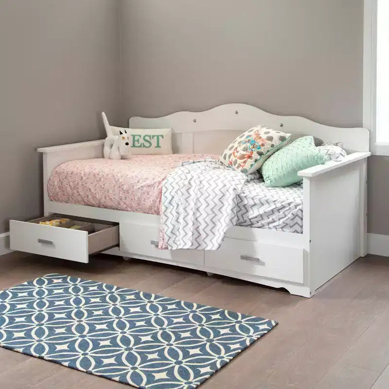 South Shore Twin Tiara Kids' Daybed with Storage Pure White