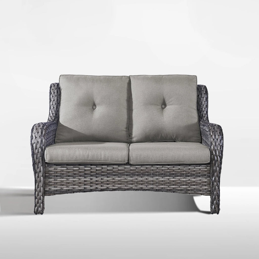 Gymojoy Canapé d'extérieur deux places en rotin Wicker Sofa Set