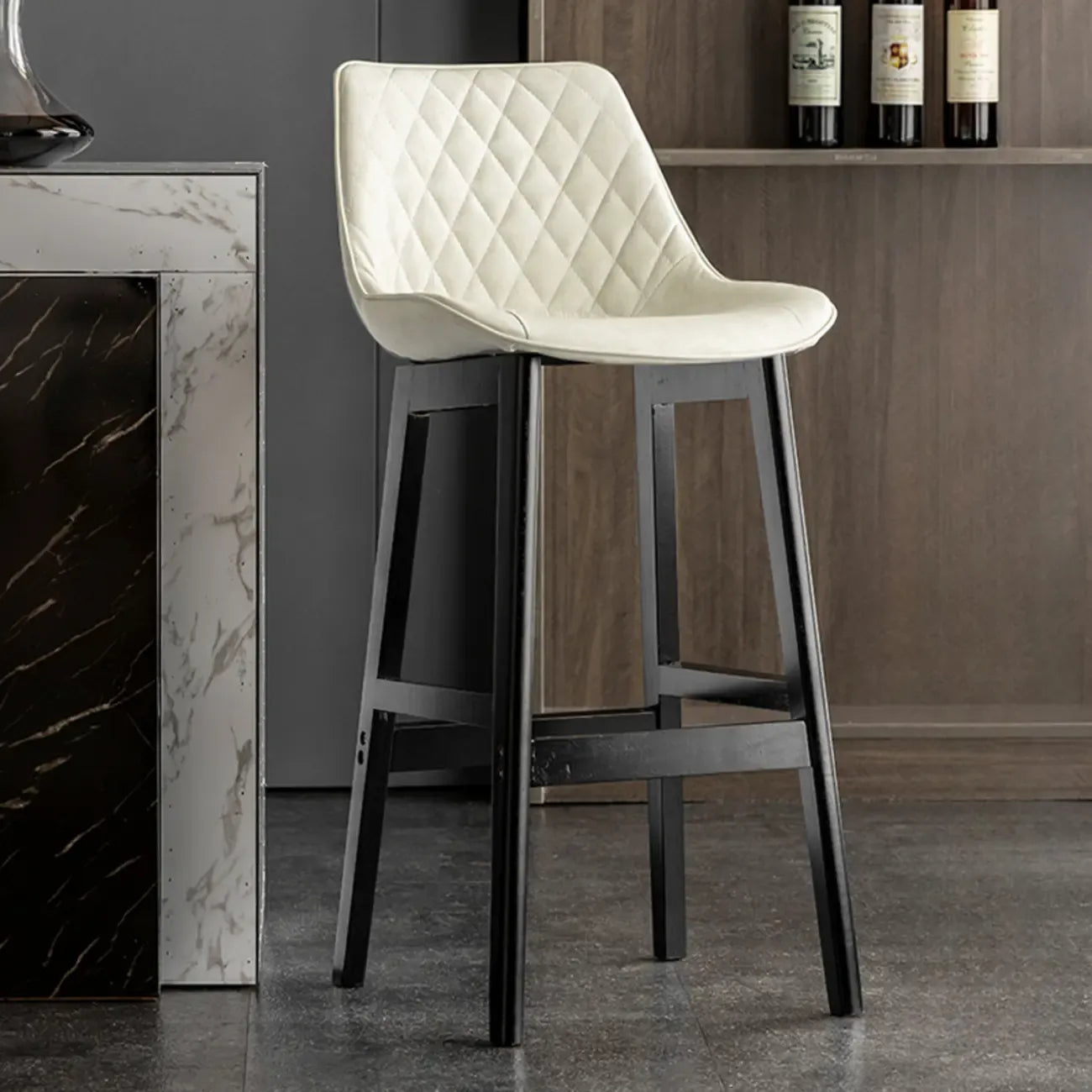 Tabourets de bar en similicuir Mid-Century Modern avec pieds en bois
