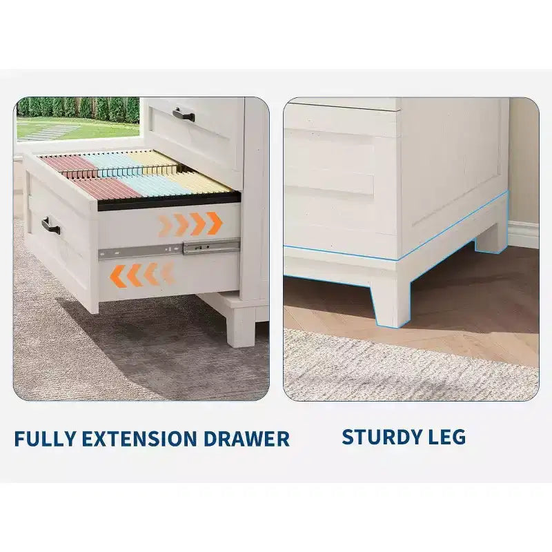 COZONY Farmhouse 2 Drawer File Cabinet, Lateral Wood Filing Cabinet for Letter Legal A4 Files, Rustic Brown White